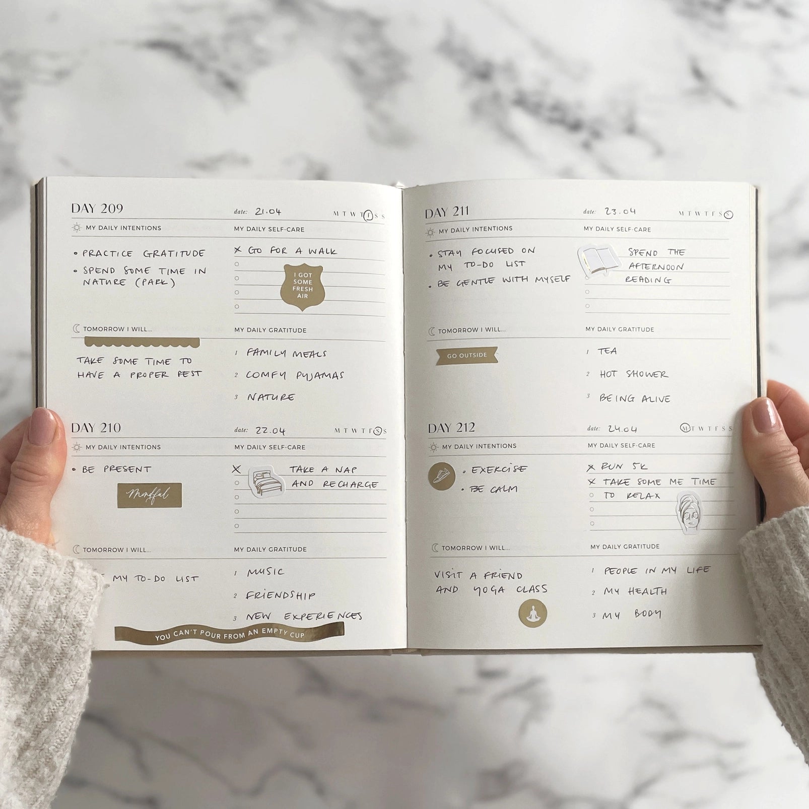 My Daily Self-Care (Almond) Reflection and Gratitude Journal