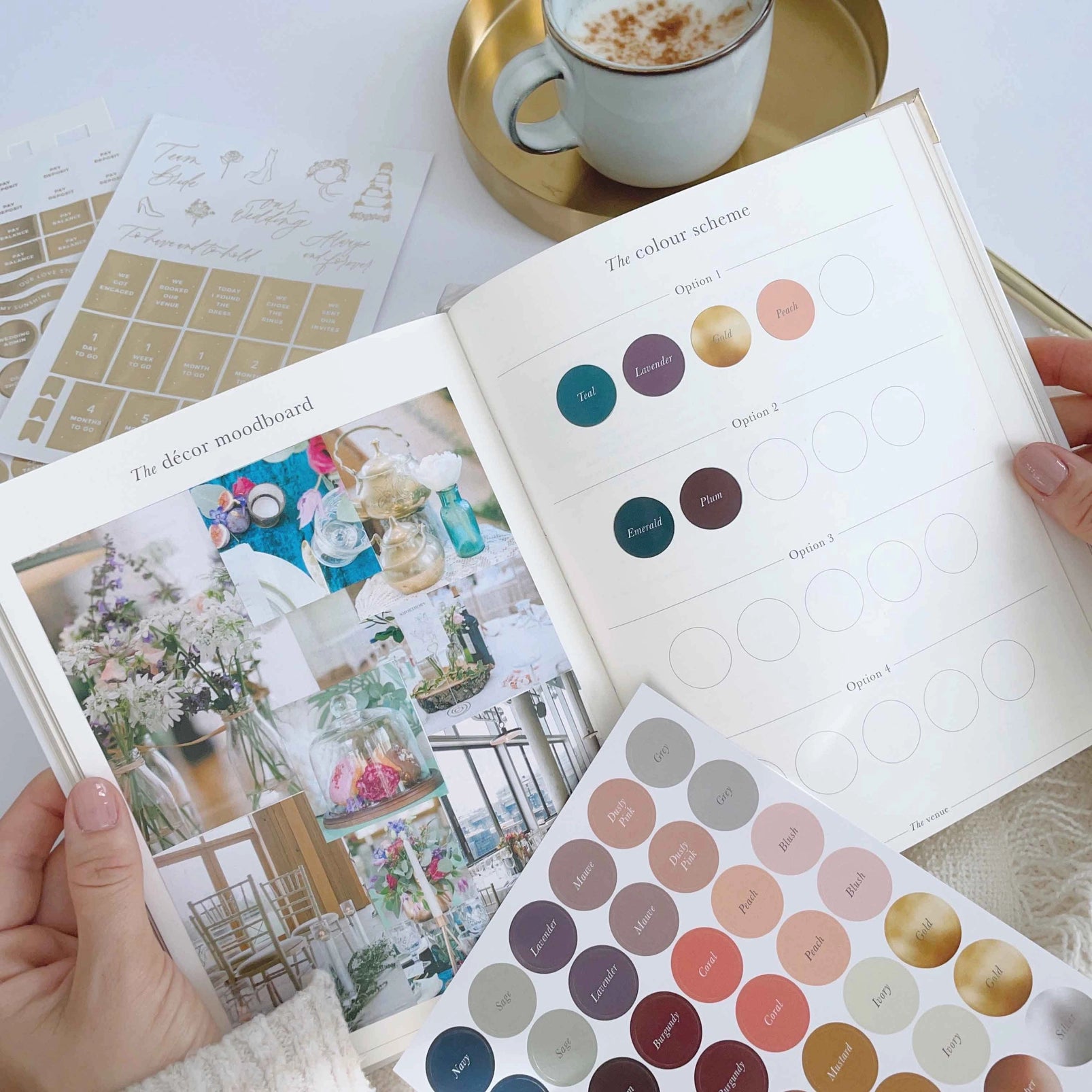 Ivory Cloth Wedding Planner Book with Gold Foil